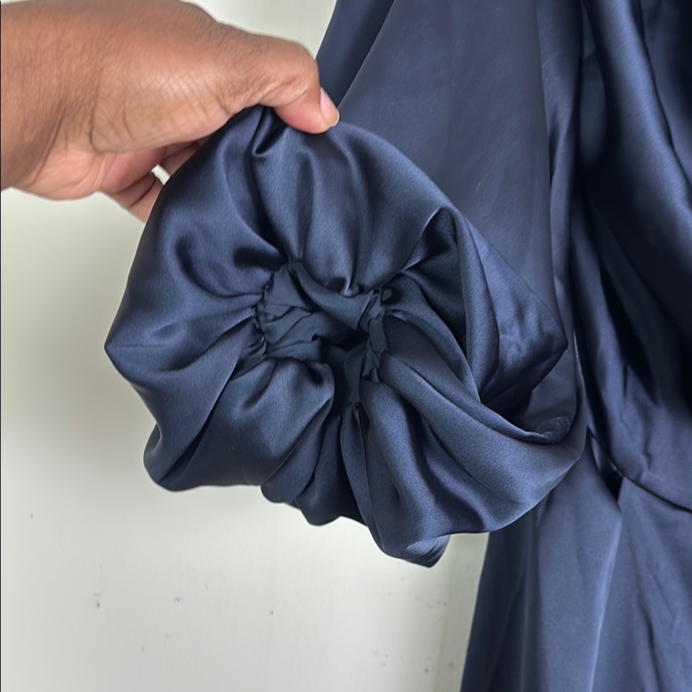 Elegant Navy Blue Evening Pant Suit Sz UK 10 Navy Blue Lined - Picture 9 of 15